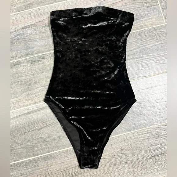 Tops Velvet Black Body Suit Poshmark